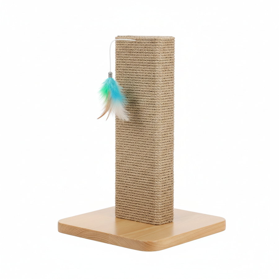 Sisal Cat Scratcher with Feather Toy