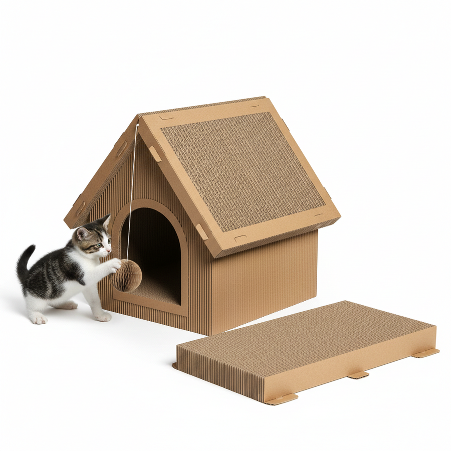 Foldable Cardboard Cat Scratch House