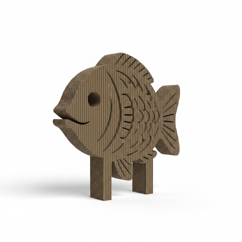 Fish-Shaped Cardboard Cat Scratcher