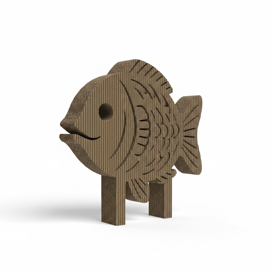 Fish-Shaped Cardboard Cat Scratcher