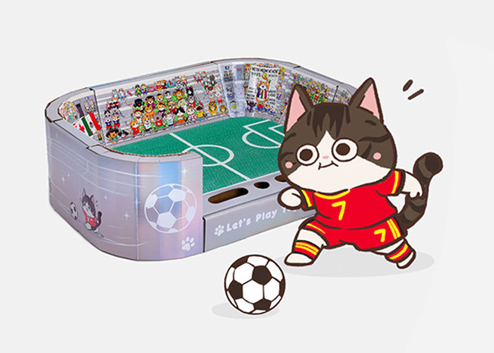 Cat stadium with built-in football track on the side for interactive play